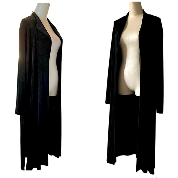 Chicos Travelers Black Slinky Open Front Duster Cardigan XL Capsule Wardrobe - Picture 1 of 8